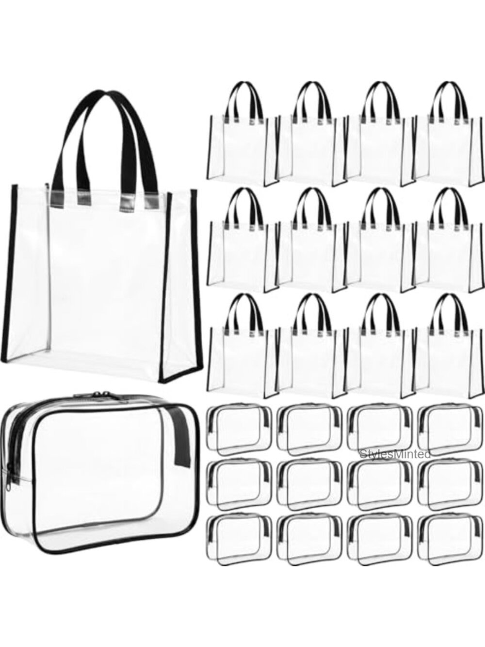 Clear PVC Tote Bags with Matching Toiletry Bags Stadium Approved Travel Set